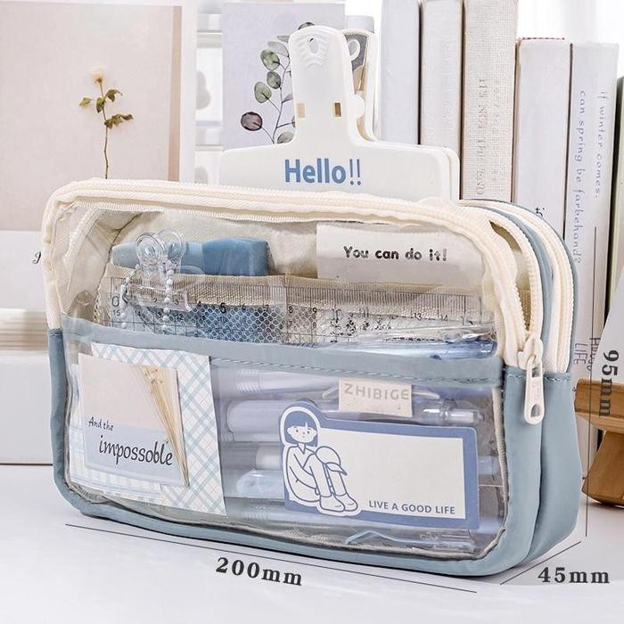 

Winzige Kotak Pensil Transparan Case Large Tempat Pensil Aesthetic Unik Pencil Case Pen Pouch Lucu