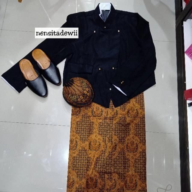 ASLI SET BAJU AJAWA - Jogja (Blangkon, Beskap, Jarik, dan Selop) READY STOCK