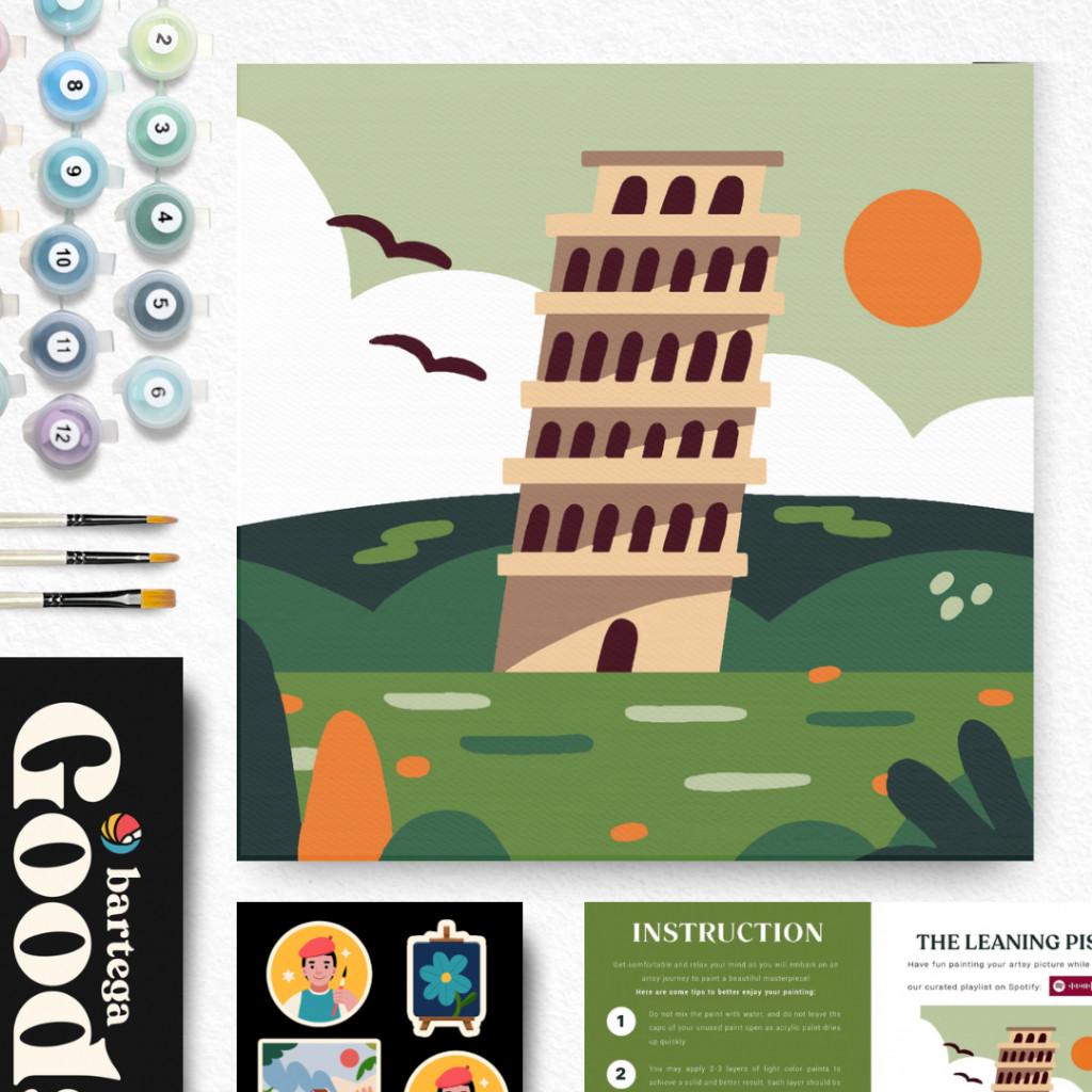 

LINDU Paint By Number -The Leaning Pisa (City Series)