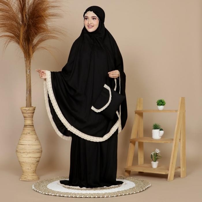 Mukena Rayon Polos Premium Renda Atasan Bawahan Muslim Nyaman