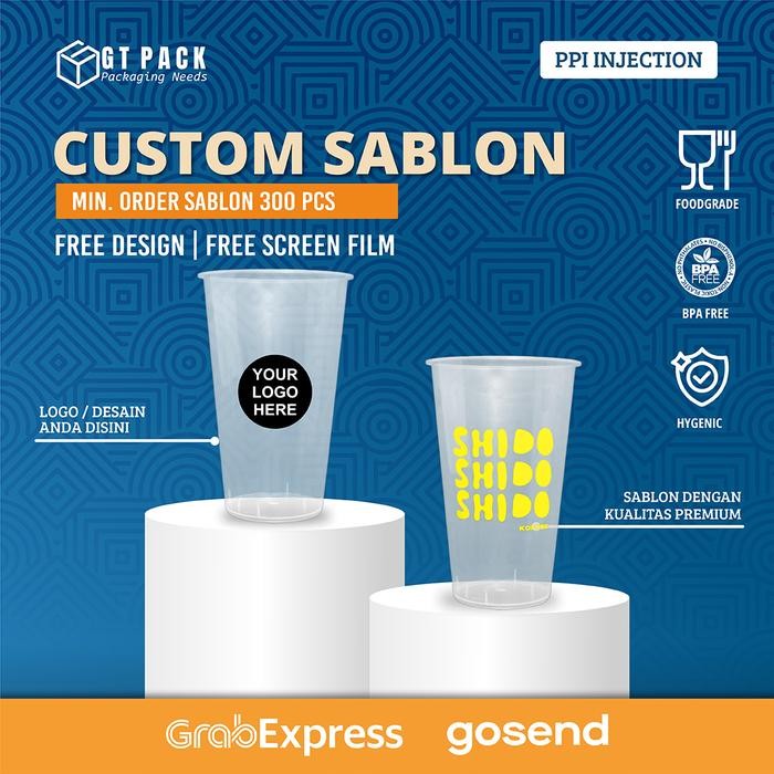 Sablon Cup Plastik Pp Injection Da 500 Ml (Clear) + Tutup