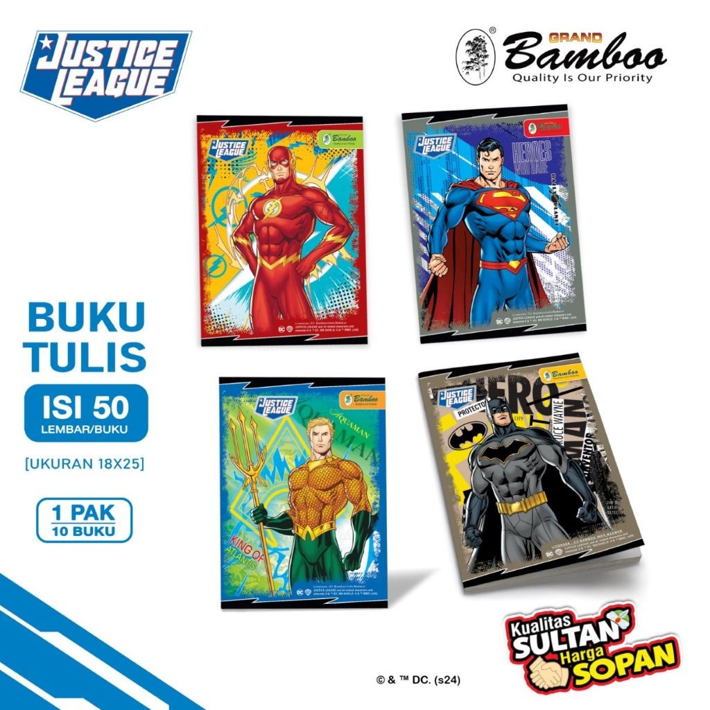 

LINDU Bamboo Buku Tulis BOXY 50 Justice League Series [1 pak/10 buku]
