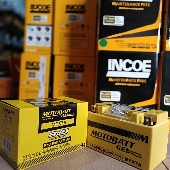 Aki Motor Bajaj Pulsar NS200 Motobatt MTX7A Aki Kering/Aki Gel