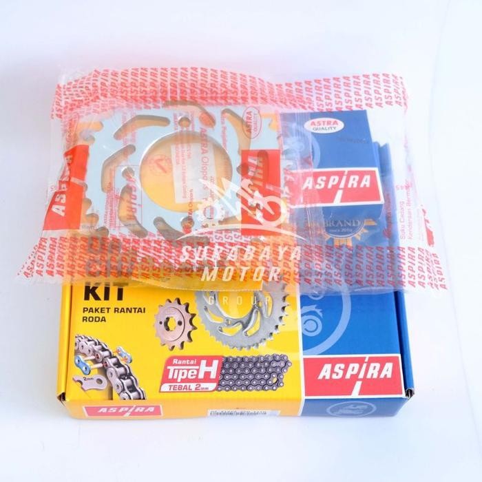 GEAR SET GIR SET+RANTAI ASPIRA KPH MOTOR HONDA SUPRA X 125 FI KARISMA