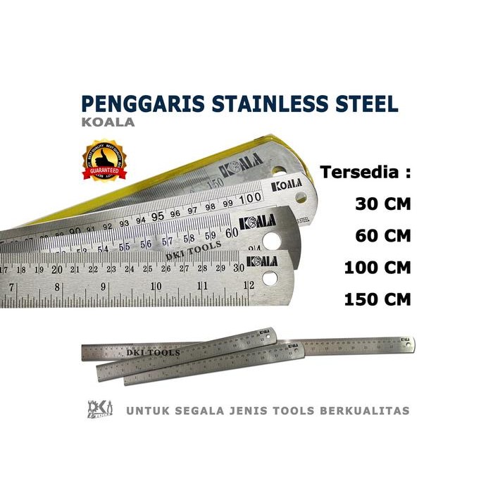 

Ready JT Penggaris Besi Mistar Ruller Stainless Steel KOALA 30 60 100 150 cm