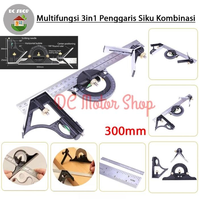 

Ready JT Penggaris Siku Multifungsi 3in1 Sudut Kombinasi Square Waterpass 300mm