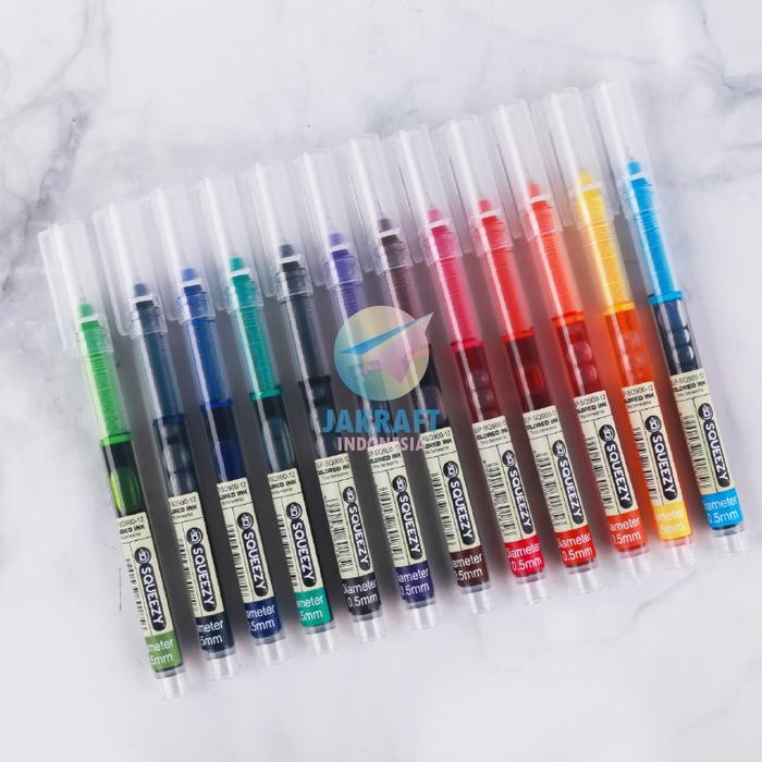 

Ready JT (12 Pcs) Gel Pen Set 12 Warna Warni Ujung Tajam SQUEEZY GLP-SQ900-12 Big Fill Pulpen
