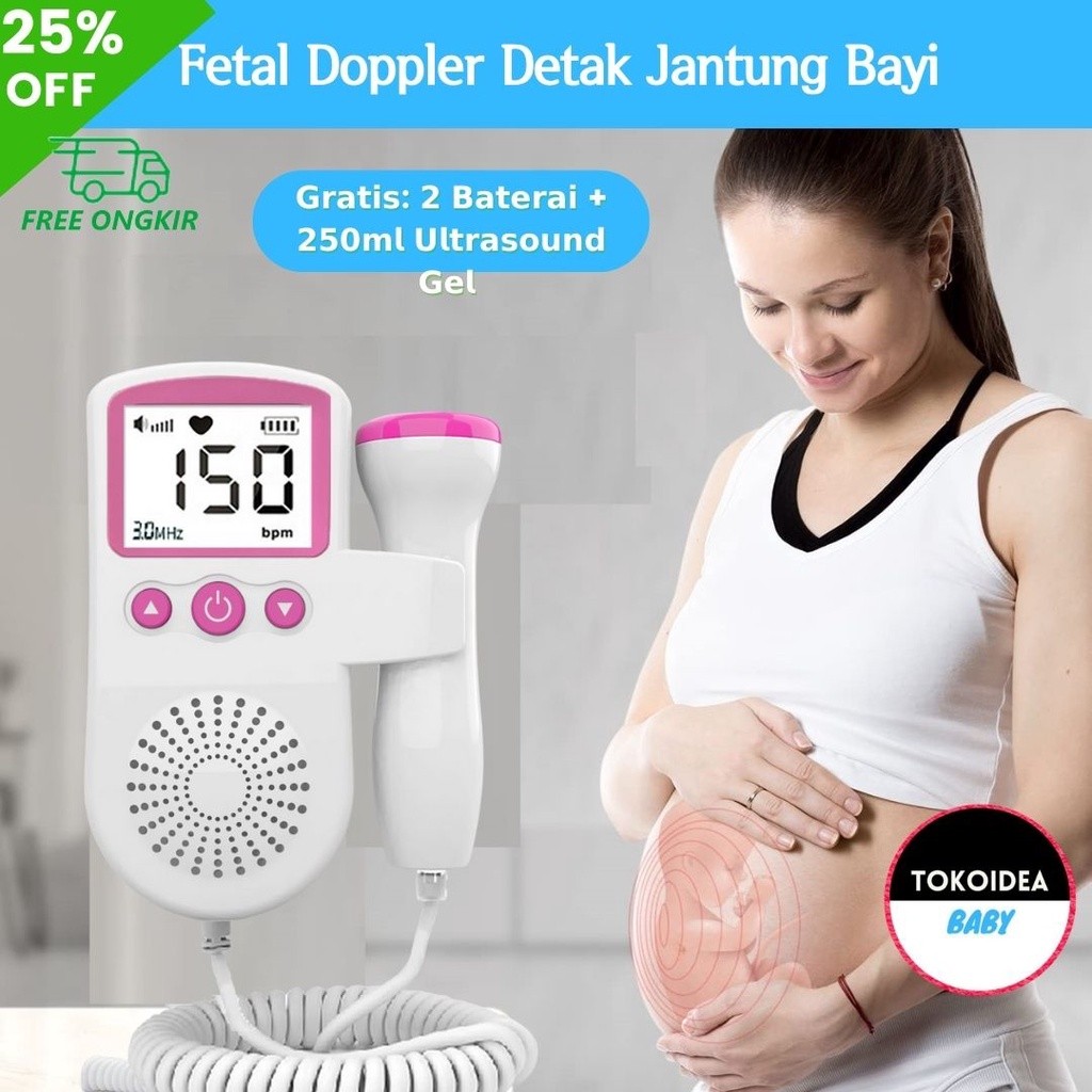 FREE Gel + 2 baterei Dopler Detak Jantung Bayi Fetal doppler detak jantung bayi alat detak jantung