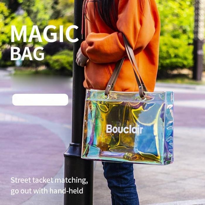 BEST SELLER Tas Mika PVC Hologram / Goodie bag PVC Hologram / Tas Mika PVC Transparan -BAO024 Tote