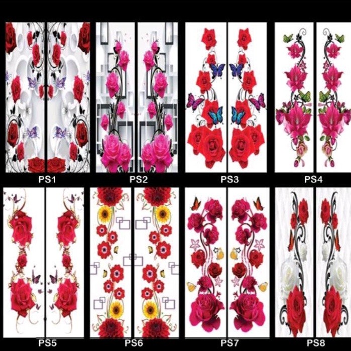 Stiker kaca revers ukuran 35x150 motif BUNGA MAWAR