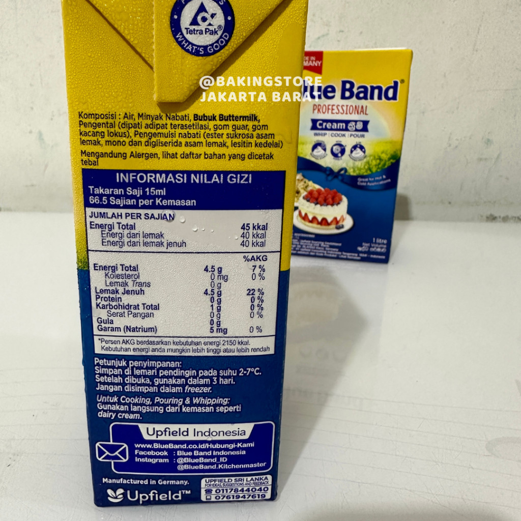

Blue Band Professional Multipurpose Whip Cream 1L Blueband Whipping Cooking Cream 1 L