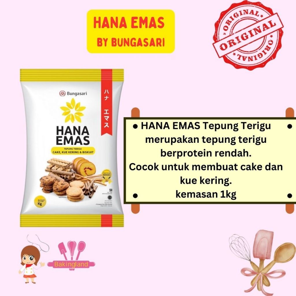 

tepung terigu protein rendah Hana Emas