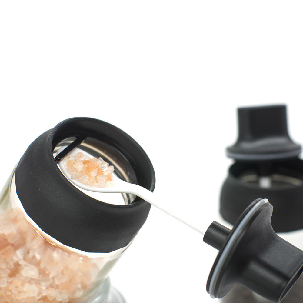 Informa Set 2 Pcs Hlyn Tempat Bumbu Dapur - Hitam Seasoning Jar Toples Bumbu Dapur Bubuk Wadah Garam