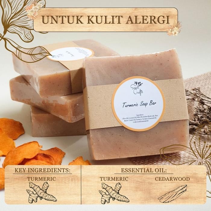 

Terlaris Turmeric Soap Bar - Sabun Kunyit - Scent Crafts - Handmade Soap Bar - Sabun Handmade -
