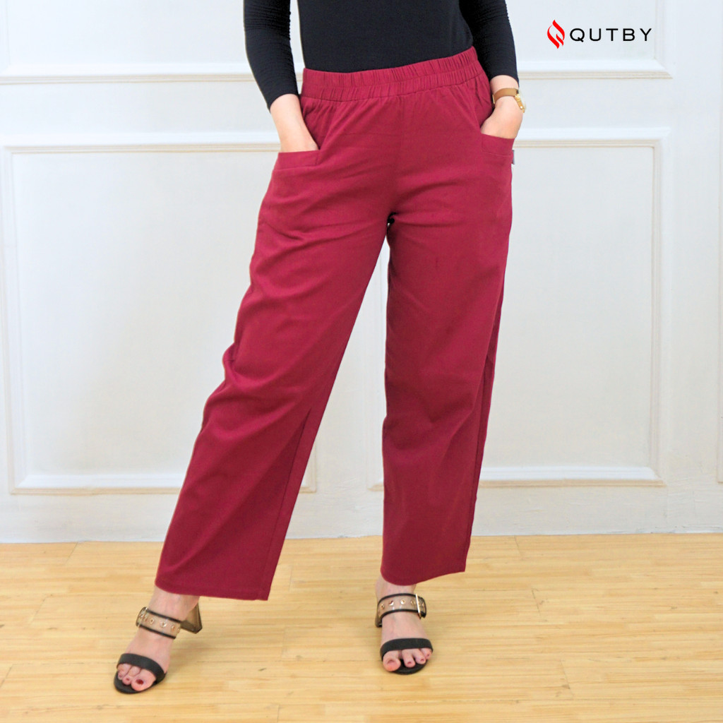 Pola Mewah Qutby - Celana Wanita Korean Long Pants / Celana Kulot Jumbo Bawahan Wanita