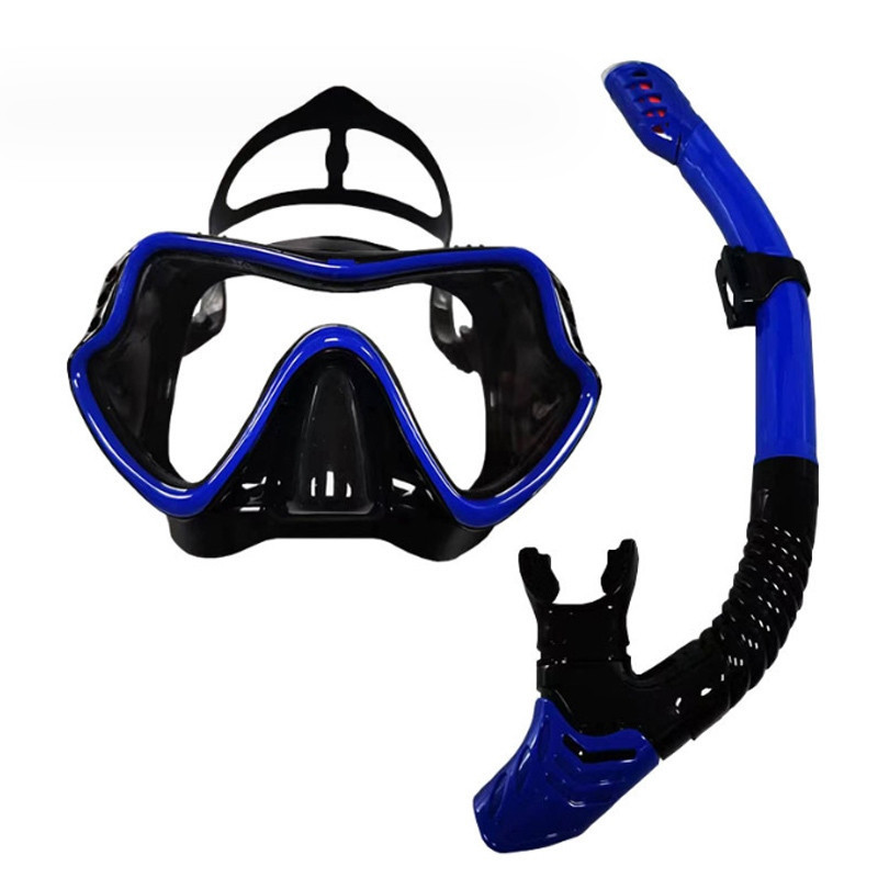 Kacamata Selam + Set Selang Snorkel Selam Masker Anti-kabut Kaca Temper Dewasa Snorkeling Scuba