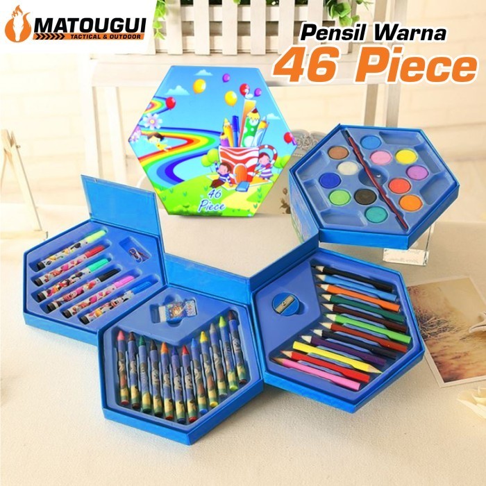

Crayon Set Susun 4 Pensil Warna isi 46 pcs Cat Air Lukis Alat Gambar