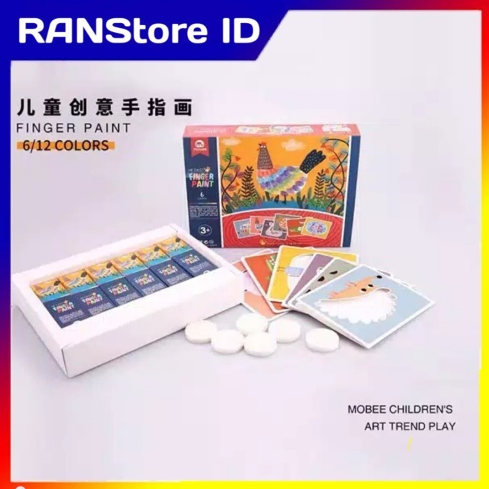 

Set Cat Lukis 6 Warna Finger Painting Gambar Air Lengkap Alat Melukis