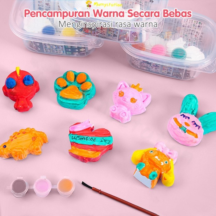 

Mumystation Diy melukis boneka gypsum alat lukis mewarnai patung gipsum kartun kit