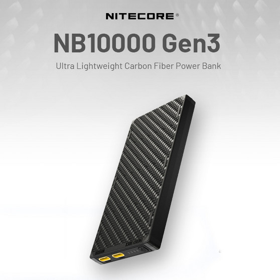 Nitecore Power Bank 10000Mah Pd Qc Carbon Fiber Ipx5 Dual Type C 22.5W - Nb10000 Gen3