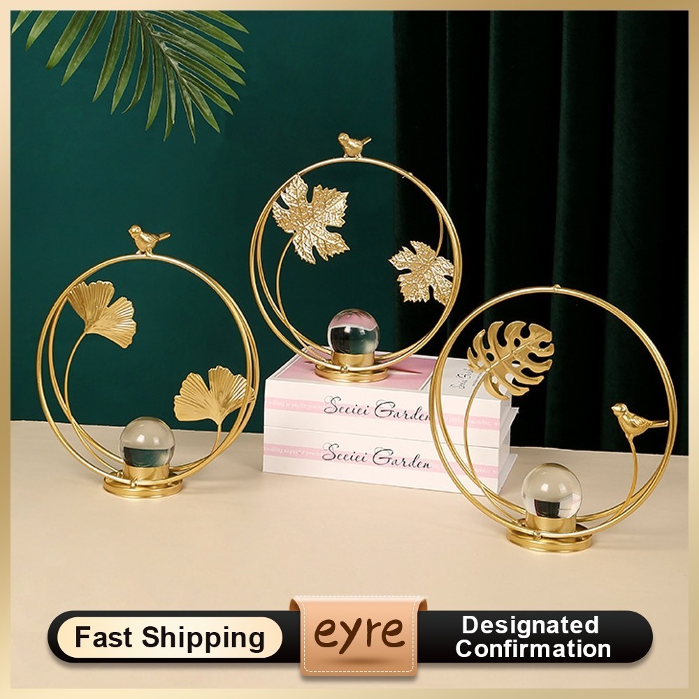 Colins Kura-kura logam kreatif pungg kura-kura daun bola kristal dekorasi desktop lobi hotel real