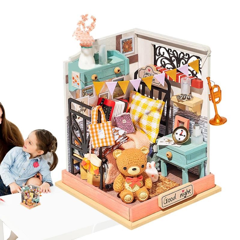 Wooden Doll Houses For Girls Tiny House Kit With Furniture Wooden Dolls House Miniature Doll House