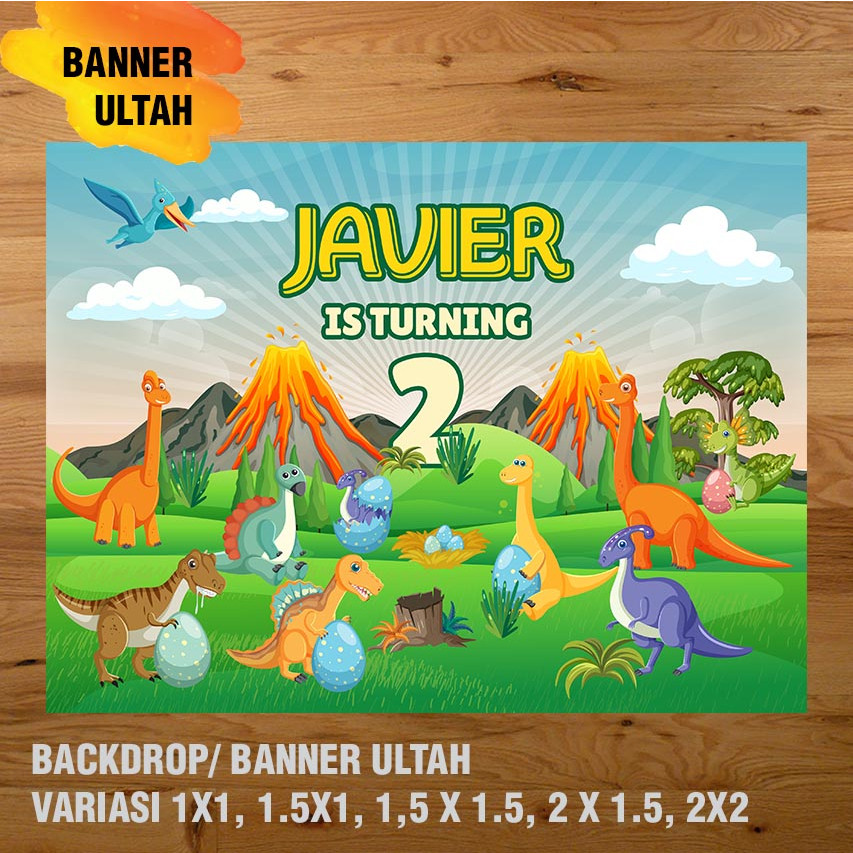 DINOSAURUS BANNER/ BACKDROP/ SPANDUK ULANG TAHUN UL-TAH ANAK