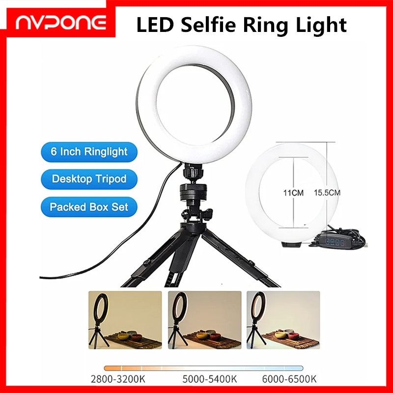 

Mini LED 6 Inch Selfie Ring Light Desktop Video Lamp With Tripod Stand USB Plug For Live Vlog Makeup Studio Photographic Lighti