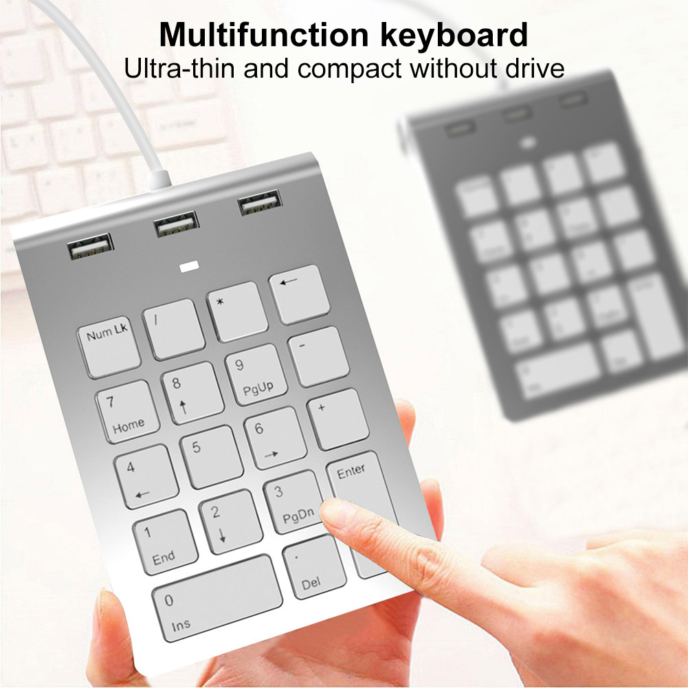 

Mini Numeric Keyboard Numeric Keypad USB 2.0 Hub 18 Keys Keypad Digital Keyboard Accounting Number Pad for Laptop Computer PC