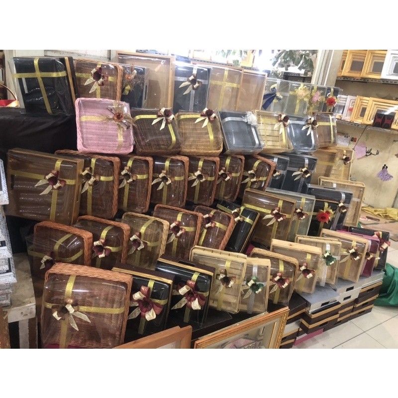 Flowpartt Kotak Kue Hantaran Pernikahan Mika Bahan Rotan Uk 25X25 Dan 30X30