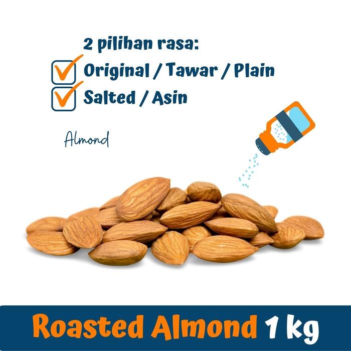 

Caraka.store1 Kacang Almond Panggang Original (Roasted Natural Almond) 1kg TERMURAH