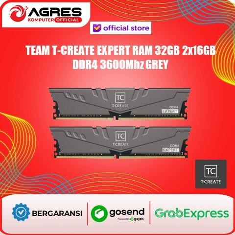 TEAM T-CREATE EXPERT RAM 32GB (2x16GB) DDR4 3600Mhz GREY - RAM PC - RAM TEAM EXPERT - RAM KOMPUTER