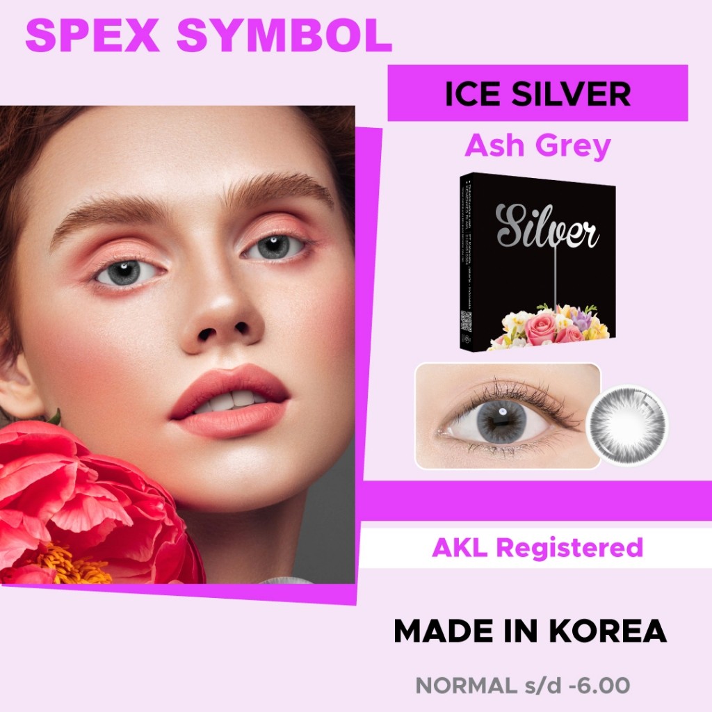 SPEX SYMBOL SOFTLENS ICE SILVER GREY CLOUDY GREY LIGHT GREY ICY GREY ASH GREY BY EXOTICON