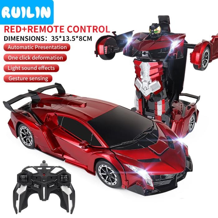 RuiLin Mobil Robot Remote Control Jumbo 2.4GHZ RC Mobil Robot dengan Lampu Bisa Menjadi Robot