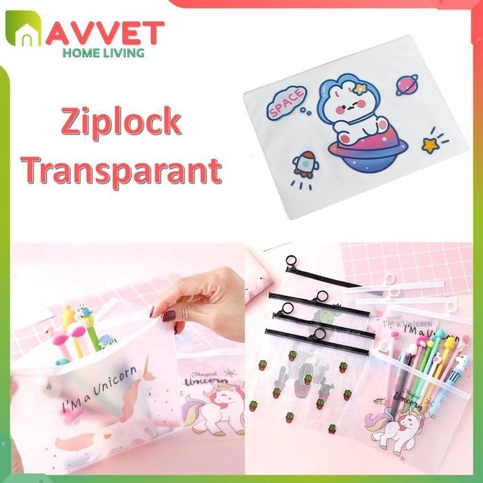 

AVVET - (COD) Pouch Zip Lock Kosmetik Transparan Lengkap. Motif Kaktus Tas Kosmetik Karakter Unicorn