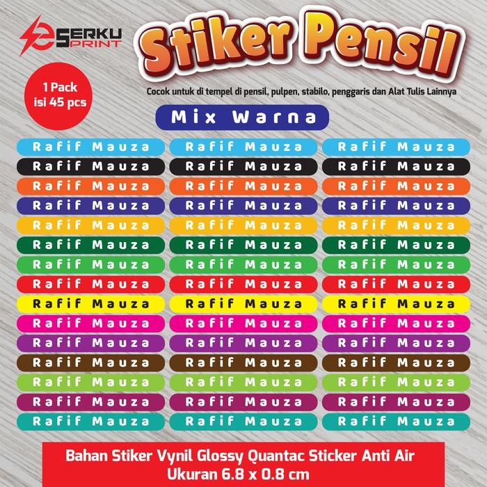 

ISI 45 PCS / STIKER NAMA ANAK PULPEN / LABEL PENSIL / CRAYON / BOLPOIN/ STABILO/ PENGGARIS /ATK