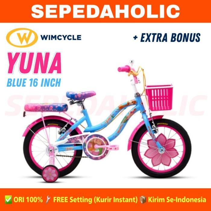 Sepeda Anak Perempuan WIMCYCLE YUNA 16 18 20 Inch Keranjang Garansi Resmi