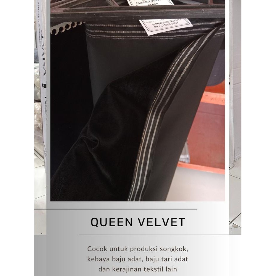 Product Laris Kain Bludru Queen Velvet Warna Hitam Superfine Quality Kain Bludru Songkok/Peci