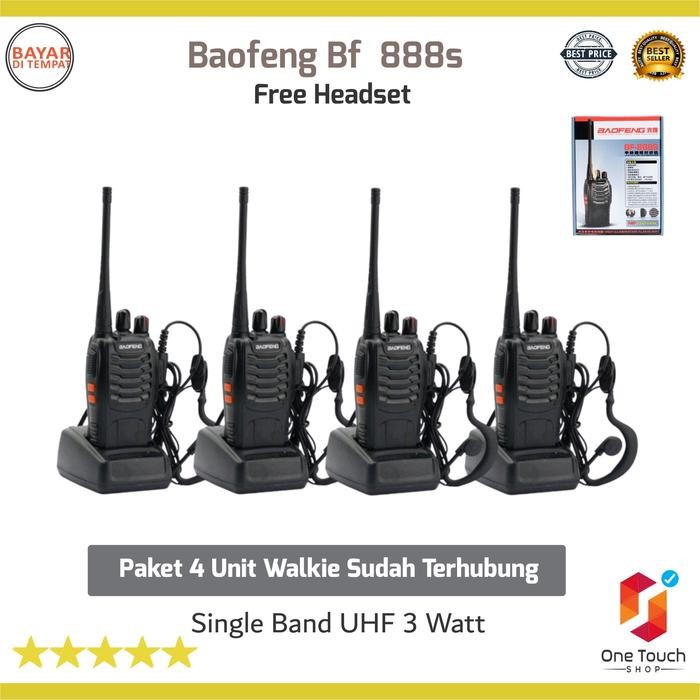 JTTOP" PAKET 4 PCS 2 PASANG RADIO HT WALKIE TALKIE BAOFENG BF 888S TERKONEKSI