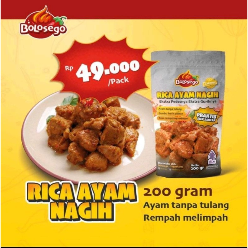 

Konter Makanan Bolosego Ayam Rica Nagih 200Gr