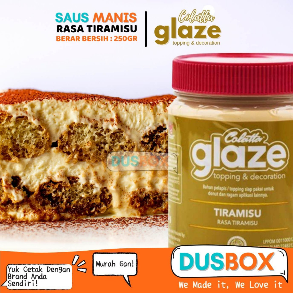 

Sensasi Lezat Colatta Glaze / Selai Dark Cokelat 250Gr / Selai Tiramisu 250Gr / Selai Roti / Topping