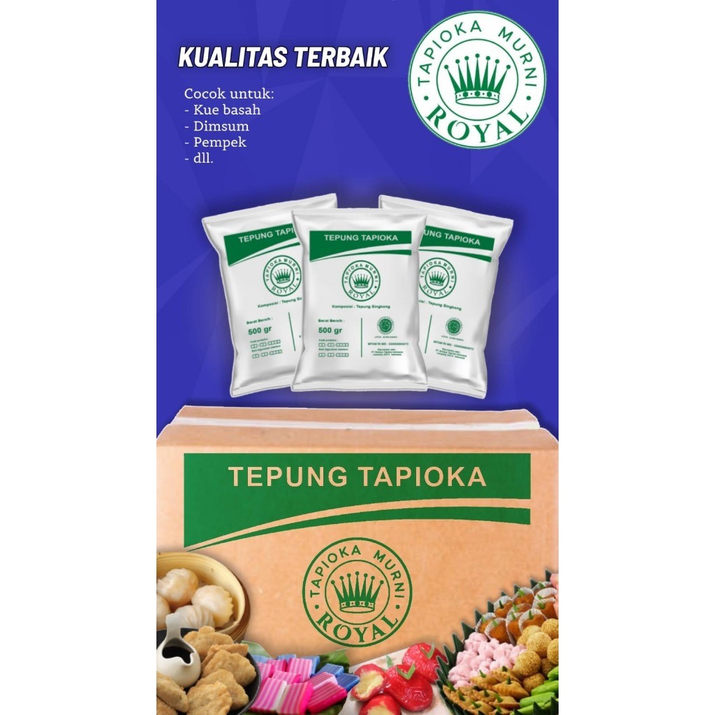 

Sensasi Lezat 1 Kg Tepung Tapioka Murni 100% / Tepung Kanji Asli Sagu / Cap Royal
