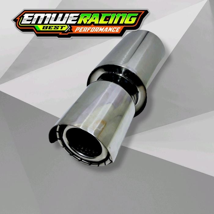 Knalpot Mobil Emwe Racing Gronel Sedet Topi Polos Full Stenlis Ngebas Adem Bulet Empuk Gahar Bass