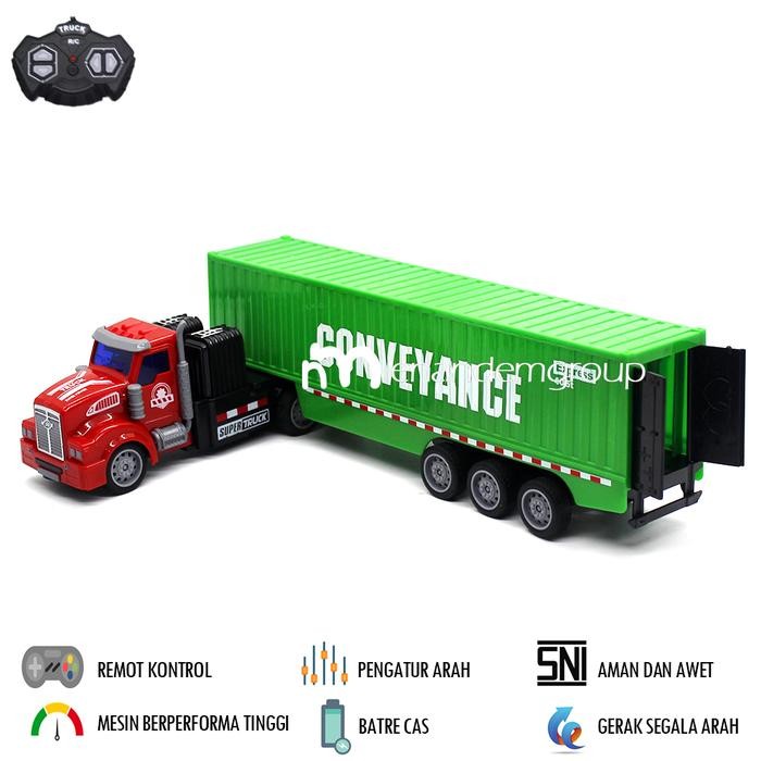 Mainan Mobil Remot Kontrol Rc Truk Kontainer Trailer Angkut Barang