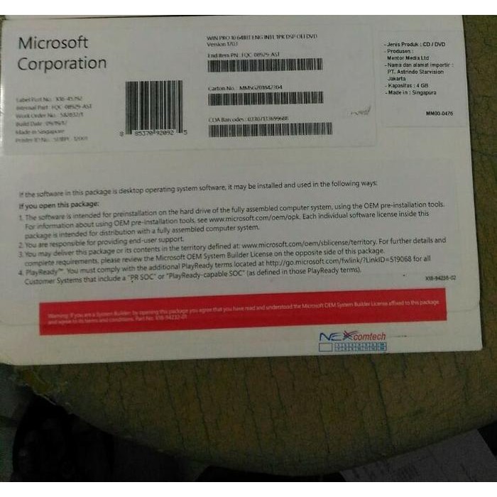 New.. Windows 10 Profesional 64 Bit