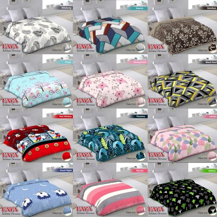 Selimut Bulu Dewasa Fata Halus Lembut ukuran 200 x 220 motif Minimalis