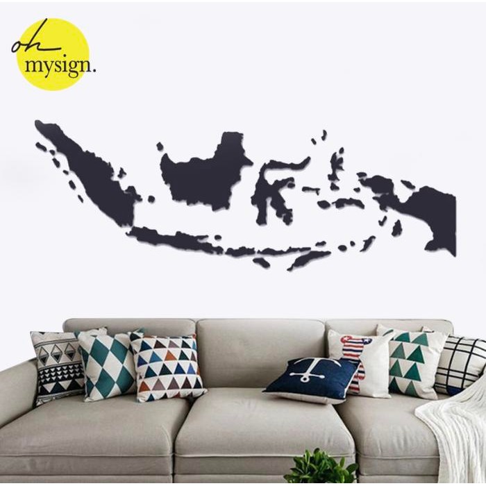 Peta Indonesia Wall Sticker Akrilik Timbul Dekorasi Hiasan Dinding
