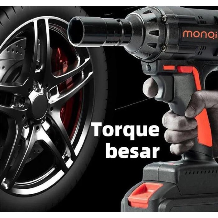MONQIQI 15000mAh 98V Impact Wrench Brushless Baterai Bor Air Impact Wrench Kit Bor Baterai Kayu