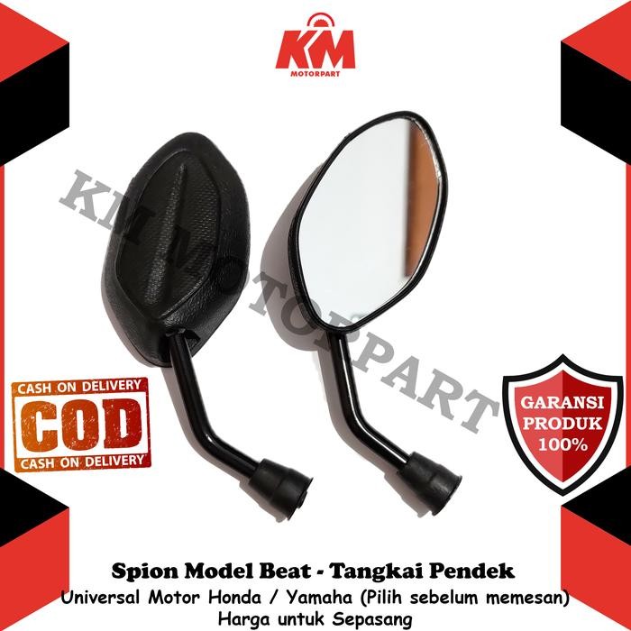 ORIGINAL Kaca Spion Motor Tangkai Pendek Untuk HONDA dan YAMAHA Beat Hitam Spion Variasi Aksess