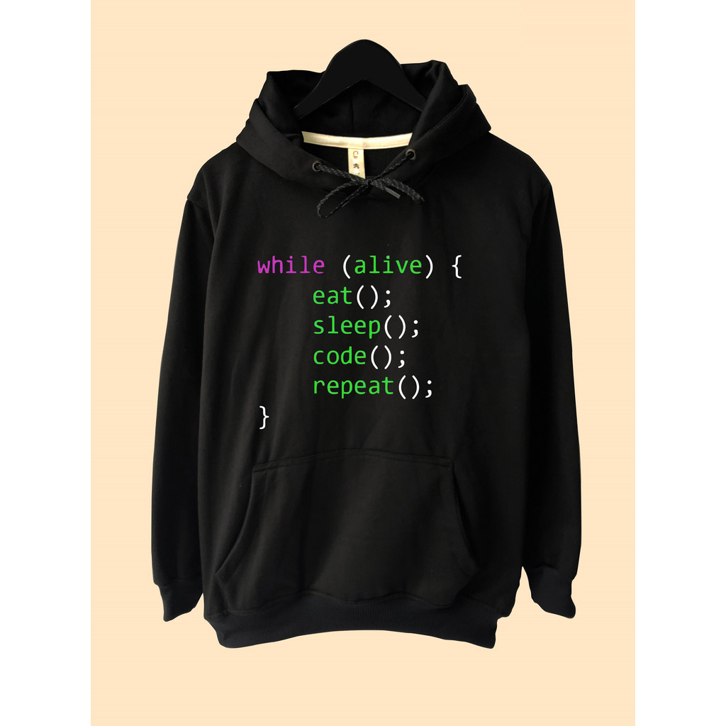 Hoodie Sweater Profesi Programmer Coder Coding Eat Sleep Code Repeat